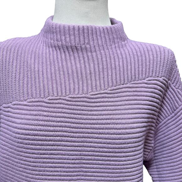 Chico's Short Sleeve Mock Neck Sweater Purple Ombre 1 / Medium - Picture 2 of 5